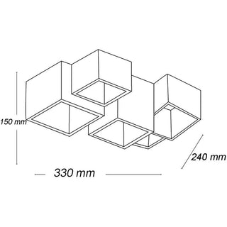 Lampada in gesso a 5 cubi da soffitto verniciabile per faretti GU10
