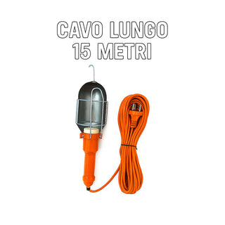 Lampada officina E27 cavo da 5 10 15 metri interruttore on off gancio