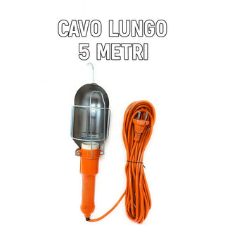 Lampada officina E27 cavo da 5 10 15 metri interruttore on off gancio