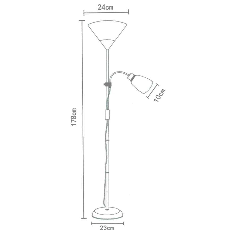 Lampada a piantana da terra con doppio paralume luce orientabile in metallo per salotto