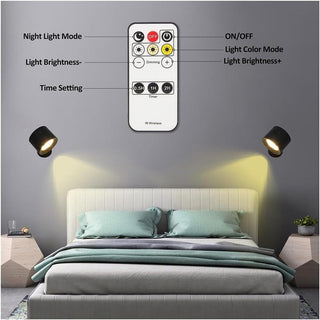 Applique LED touch telecomando ricaricabile 3 colori luce orientabile
