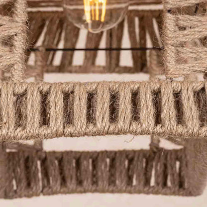 Lampadario a sospensione con paralume a casa in corda di canapa stile vintage retrò lampada attacco E27