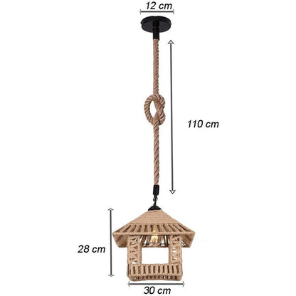 Lampadario a sospensione con paralume a casa in corda di canapa stile vintage retrò lampada attacco E27