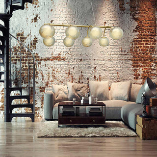 Lampadario 8 sfere in vetro ambra lampada da soffitto attacco g9