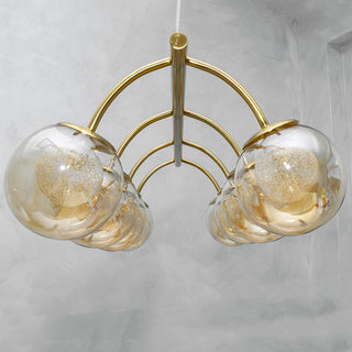 Lampadario 8 sfere in vetro ambra lampada da soffitto attacco g9