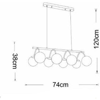 Lampadario 8 sfere in vetro ambra lampada da soffitto attacco g9