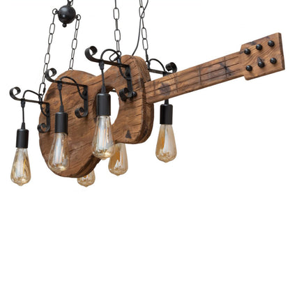 Lampadario a chitarra a sospensione 6 portalampada e27 lampada country retro arredamento rustico