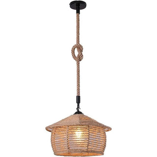 Lampadario a sospensione con paralume a cono in corda di canapa E27