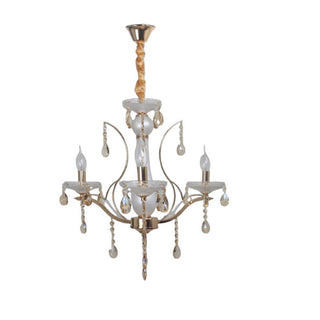 Lampadario 3 5 e 8 bracci bianco perlato e oro con pendenti E14