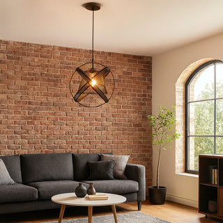 Lampadario sospensione nero con 3 anelli traforati E27 design moderno
