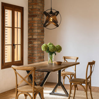Lampadario sospensione nero con 3 anelli traforati E27 design moderno