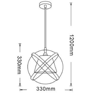 Lampadario sospensione nero con 3 anelli traforati E27 design moderno