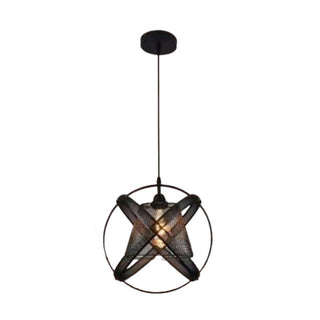 Lampadario sospensione nero con 3 anelli traforati E27 design moderno