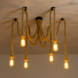 Lampadario ragno a sospensione 6 corde portalampada e27 lampada retrò