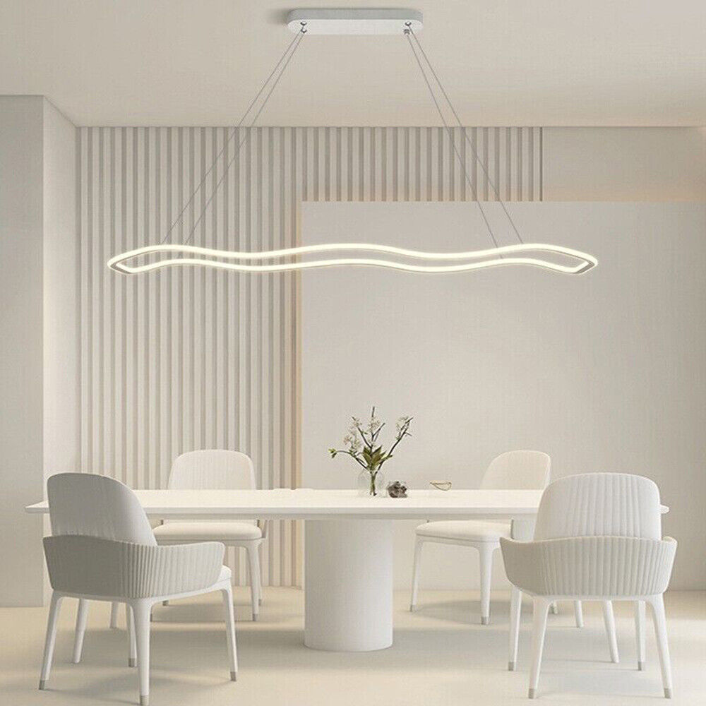 Lampadario modero bianco ondulato a led 48 watt lampada sospensione luce fredda 6500k calda 3000k naturale 4000k