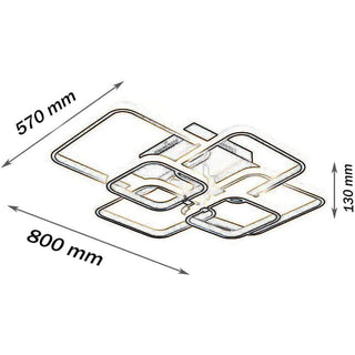Plafoniera a led 70 watt con 6 quadrati luce 6500k 4000k 3000k CCT