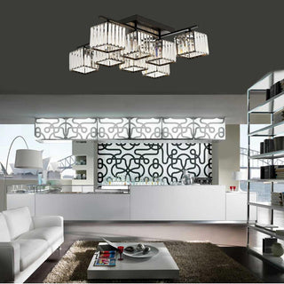 Plafoniera 8 cubi in vetro lampada contemporaneo in metallo nero E27