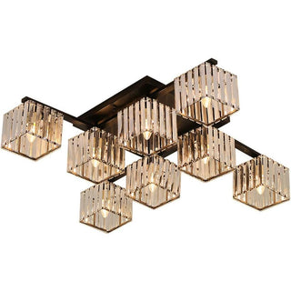 Plafoniera 8 cubi in vetro lampada contemporaneo in metallo nero E27