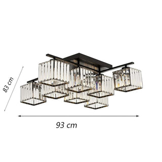Plafoniera 8 cubi in vetro lampada contemporaneo in metallo nero E27