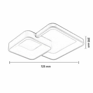 Plafoniera led 58W 2 quadratI bianchi CCT 3 colorazioni 3000k a 6500k