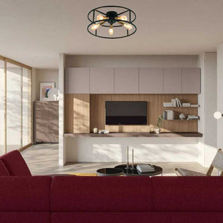 Plafoniera stile industriale in metallo nero 5 portalampada oro E27