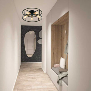 Plafoniera stile industriale in metallo nero 5 portalampada oro E27