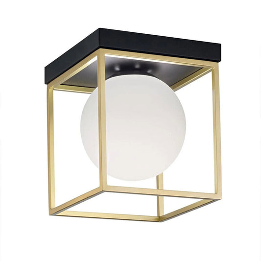 Plafoniera da soffitto minimalista lampada in metallo nero bronzo con sfera in vetro per camera da letto G9