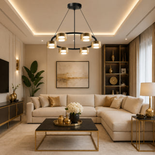 Lampadario moderno 6 luci gx53 con tecnologia CCT 3000k 4000k 6500k