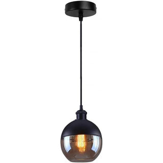 Lampadario a sospensione attacco E27 effetto ambrato vetro e alluminio