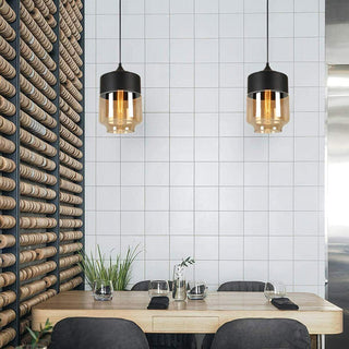 Lampadario vintage E27 effetto ambrato coppa in vetro e alluminio