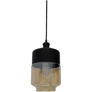 Lampadario vintage E27 effetto ambrato coppa in vetro e alluminio