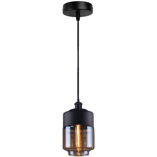 Lampadario vintage E27 effetto ambrato coppa in vetro e alluminio
