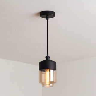 Lampadario vintage E27 effetto ambrato coppa in vetro e alluminio
