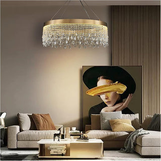 Lampadario led rotondo 32 watt con cristalli in acrilico luce 6500k