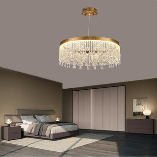 Lampadario led rotondo 32 watt con cristalli in acrilico luce 6500k