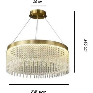 Lampadario led rotondo 32 watt con cristalli in acrilico luce 6500k