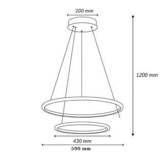 Lampadario Led 51 watt bianca 2 anelli con cristalli 3 colori di luce