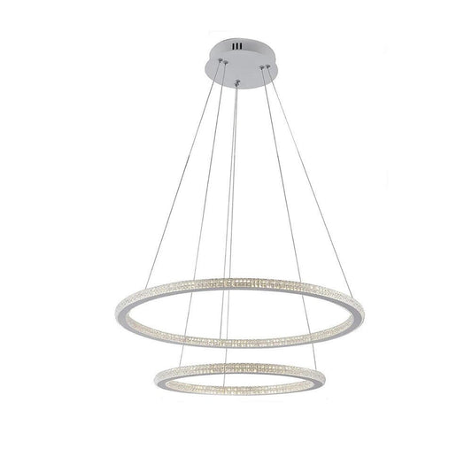 Lampadario Led 51 watt lampada a sospensione bianca 2 anelli con cristalli in acrilico luce fredda 6500k calda 3000k naturale 4000k