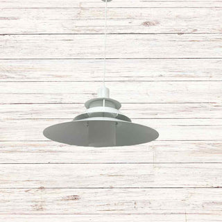Lampadario industriale pendente bianco metallo paralume in vetro E27