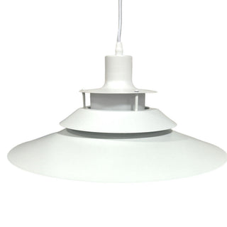 Lampadario industriale pendente bianco metallo paralume in vetro E27