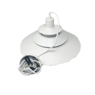 Lampadario industriale pendente bianco metallo paralume in vetro E27