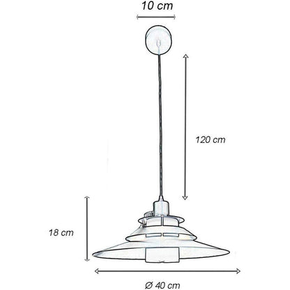 Lampadario a sospensione industriale E27 lampada pendente vintage bianco metallo e vetro cucina