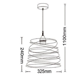 Lampadario a sospensione paralume in metallo a vortice traforato E27