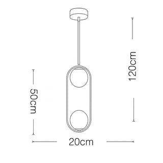 Lampadario sospensione ovale bronzo con due sfere contemporanea G9