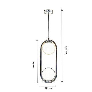 Lampadario sospensione ovale bronzo con due sfere contemporanea G9