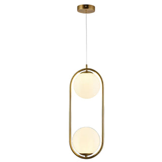Lampadario sospensione ovale bronzo con due sfere contemporanea G9
