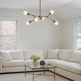 Lampadario sospensione in bronzo geometrico 6 bracci attacco E27