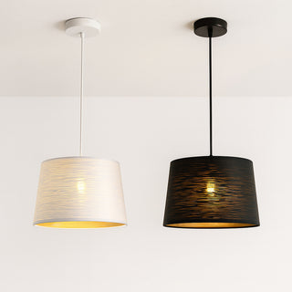 Lampadario minimal a sospensione in metallo attacco E27 bianco o nero