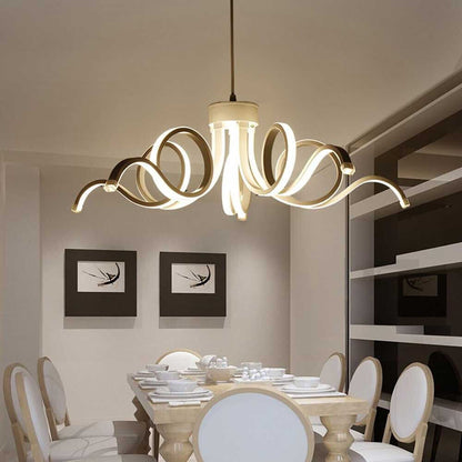 Lampadario a sospensione led 54 watt curvo a fiore 3 colorazione di luce lampada plafoniera sospesa arredamento moderno