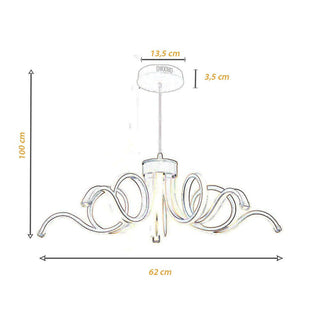 Lampadario LED 54W curvo a fiore 3 colori di luce tecnologia CCT